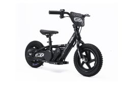 Bici elettrica per bambini RIRIBIKE RTX3 24V (12"), nero, Batteria al litio, Motore 100W, Freno a disco, Sedile regolabile in morbido PU