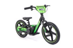 Bici elettrica per bambini RIRIBIKE RTX6 24V (16"), verde, Batteria al litio, Motore 250W, Freno a disco, Sedile regolabile in morbido PU