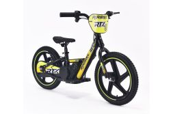 Bici elettrica per bambini RIRIBIKE RTX6 24V (16"), giallo, Batteria al litio, Motore 250W, Freno a disco, Sedile regolabile in morbido PU