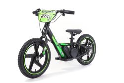 Bici elettrica per bambini RIRIBIKE RTX6 24V (16"), verde, Batteria al litio, Motore 250W, Freno a disco, Sedile regolabile in morbido PU