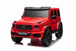 Auto elettrica per bambini Mercedes-Benz G63 AMG 4x4² due posti 12V, rosso , lettore MP3 con ingresso USB/AUX, trazione 4x4, batteria 12V14Ah, ruote EVA con sospensione, sedili in similpelle, telecomando, licenza