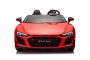 Auto elettrica Audi R8 SPYDER due posti 24V, rossa, lettore MP3 con USB/AUX e Bluetooth, batteria 24V/14Ah, 2 motori da 200W, ruote in EVA con sospensione posteriore, sedili regolabili in pelle, telecomando, licenza